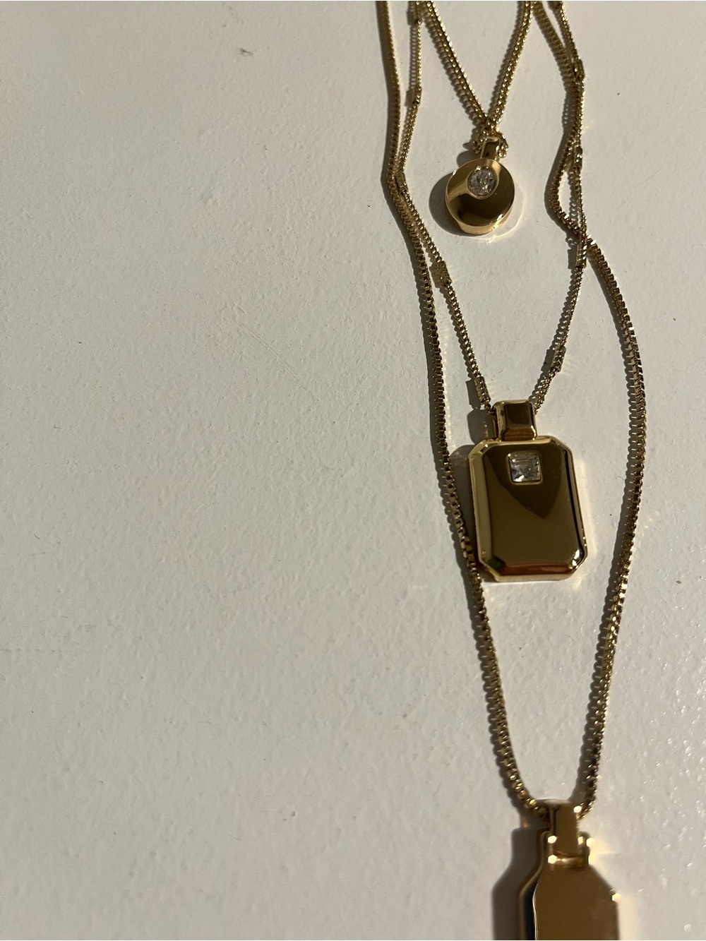 White House Black Market Gold Layered Necklace with Sparkly Stone